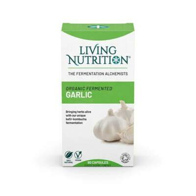 Living Nutrition Organic Fermented Garlic 60 Capsules 640x