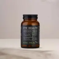 Brown bottle labelled "Eye Health Supports Vision" by Kiki Health.
