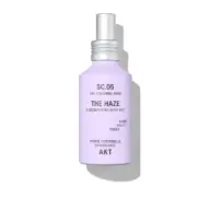 Lavender bottle of AKT The Haze deodorising body mist with silver cap.