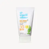 Organic Children SPF 30 sun cream tube, scent free, for sensitive skin.