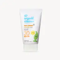Organic Children SPF 30 sun cream, scent free, for sensitive skin, with aloe vera and chamomile.