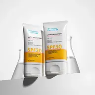 Two sunscreen tubes, SPF 30 and SPF 50, with natural mineral filters.