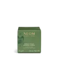 Green box of NEOM Perfect Peace scented candle, 75g, with myrrh and lime peel.