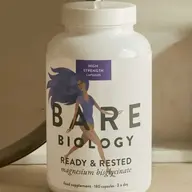 Bare Biology Ready & Rested magnesium bisglycinate, 180 capsules, high strength.