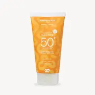 Orange tube of Green People SPF 50+ scent-free sunscreen, 200ml.