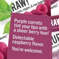 Purple carrots tint lips with berry hue. Delectable raspberry flavour. You're welcome.