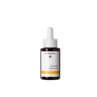 Dr. Hauschka Hydrating Serum Plus in a brown bottle with a white dropper cap.
