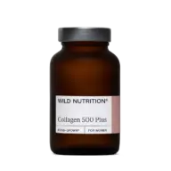 Brown bottle labelled "Wild Nutrition Collagen 500 Plus, Food-Grown, For Women".