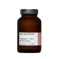 Brown bottle labelled "Wild Nutrition Pregnancy + New Mother Biotic".