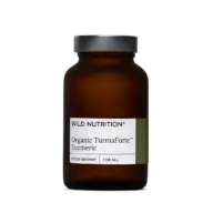 Brown bottle labelled "Wild Nutrition Organic TurmaForte Turmeric".