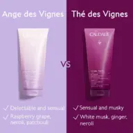 Ange des Vignes vs Thé des Vignes shower gels with scent descriptions.