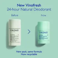 New Vinofresh deodorant packaging, before and now. New pack, same formula, now recyclable.
