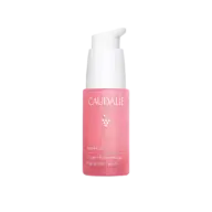 Caudalie VinoHydra Hyaluronic Serum in a pink bottle with a white pump.