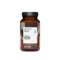 Brown jar of Organic Reishi Zen Coffee, 25 servings, by Mushrooms for Life.
