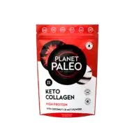 Planet Paleo Keto Collagen, high protein, 22 servings, coconut C8 MCT powder, 220g pouch.