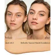 Before and after using ReEvolve Natural Finish Foundation, shade 22.5.