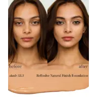 Before and after using ReEvolve Natural Finish Foundation, shade 33.5.
