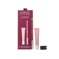 RMS Line & Shine Kit with lip pencil, gloss, and sharpener in pink packaging.