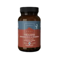 Terranova Theanine Ashwagandha & Rhodiola Complex, 50 vegan capsules, brown bottle.