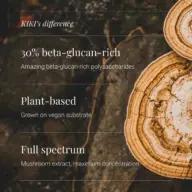 KIKI's difference: 30% beta-glucan-rich, plant-based, full spectrum mushroom extract.