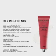 Red tube of Santal Nomad Deodorant Balm with key ingredients listed on the left.