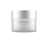 Abloom Organic Collagen Boost Mask in a white jar with green text.