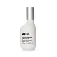 White bottle of aeos Gentle Cleansing Lotion Pink, 100ml, with silver cap.