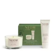 NEOM Calming Home & Body Duo with candle and body butter in green packaging.