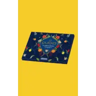 Pukka tea advent calendar with floral design on a yellow background.