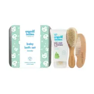 Baby bath set with lavender wash, brush, and comb. Suitable for sensitive skin.