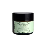 Brown jar with "Natural Plant Remedies" label, vegan symbol, and text about Napiers' herbalist history.