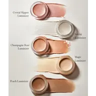 Four luminiser shades with labels: Crystal Slipper, Living, Champagne Rosé, Magic, and Peach.
