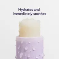 Moisturising stick with water droplets, text reads "Hydrates and immediately soothes".