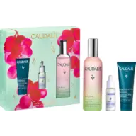 Caudalie skincare gift set with beauty elixir, serum, and detox mask.