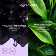 VineOxyl™ anti-hair loss, green tea and poplar buds. Natural-origin, 95% vegan ingredients.