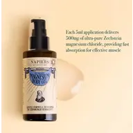 Napiers Magnesium Body Gel bottle with text about 500mg Zechstein magnesium chloride per 5ml.