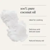 100% pure coconut oil, ideal for cooking, delicious taste, natural beauty aid.