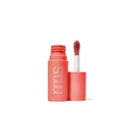 Coral lip gloss tube with "rms" text, open with applicator wand.