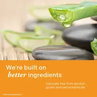 Aloe vera and stones with text: "We're built on better ingredients.