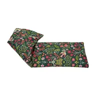 Floral-patterned fabric heat pack with green, pink, and yellow design.