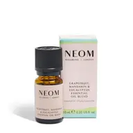 Neom essential oil blend, grapefruit, mandarin, eucalyptus, 10ml bottle and box.