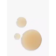Three beige liquid drops on a white background.