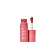 Pink lip gloss tube with "rms" text, open with applicator showing red gloss.