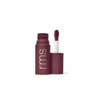 Open maroon lip gloss tube with "rms" text, showing applicator wand.