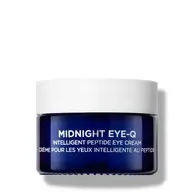 Blue jar of Midnight Eye-Q Intelligent Peptide Eye Cream with white lid.