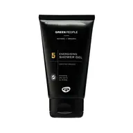 Black tube of Green People Energising Shower Gel, certified organic, for hair and body.