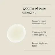 3700mg pure omega-3, supports heart, brain, vision. 2200mg EPA, 1100mg DHA. Lemon taste.