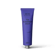 Purple tube labelled "The Deodorant Balm" by AKT, scent: Vetiver, Lavandin, Yuzu.