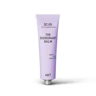 Lavender tube labelled "The Deodorant Balm" with notes of amber, violet, and tonka bean.
