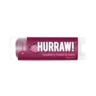 Hurraw! raspberry tinted lip balm, 4.8g tube with raspberry graphic.